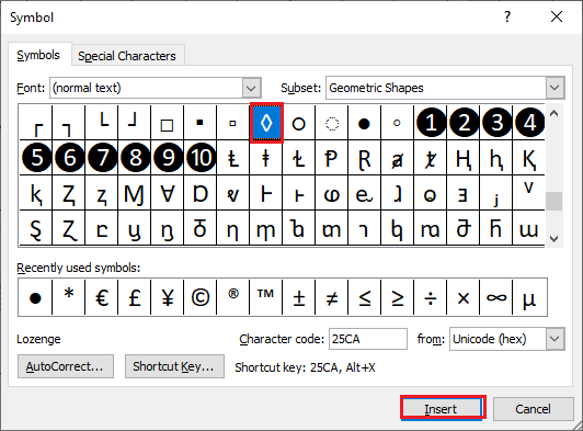 mac keyboard shortcut for adding dot in word